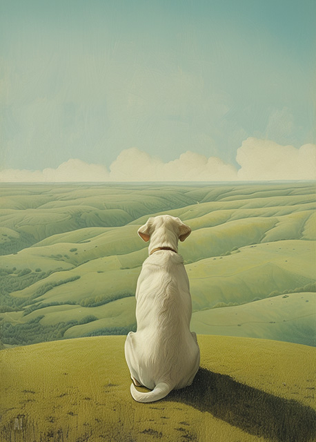 Abstract art featuring two overlapped irregular shapes with white outlines on a textured grey background. The top shape is dark brown, and the bottom shape is a pale beige. The artwork has a minimalist and modern aesthetic.