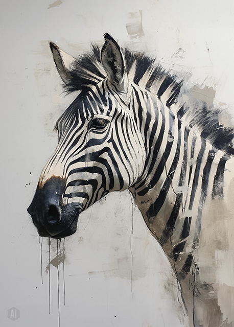 Abstract art featuring two overlapped irregular shapes with white outlines on a textured grey background. The top shape is dark brown, and the bottom shape is a pale beige. The artwork has a minimalist and modern aesthetic.