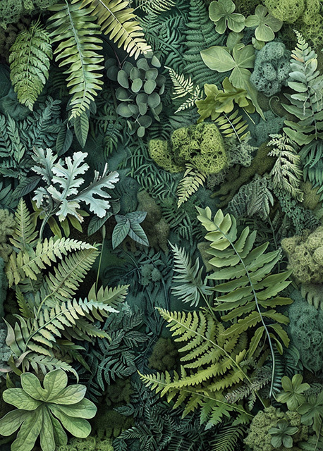 Abstract art featuring two overlapped irregular shapes with white outlines on a textured grey background. The top shape is dark brown, and the bottom shape is a pale beige. The artwork has a minimalist and modern aesthetic.